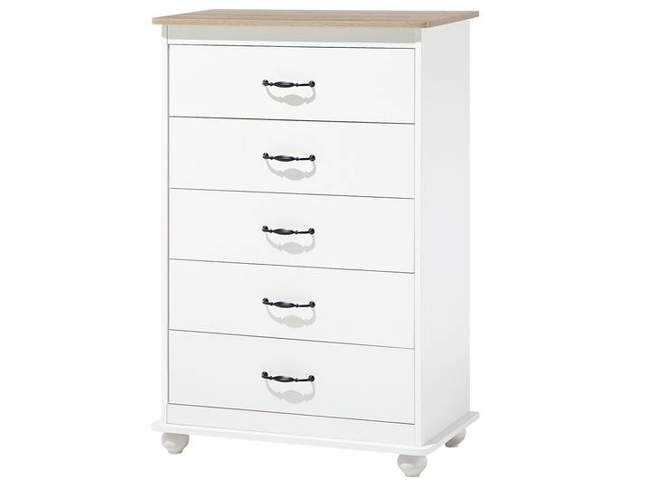 BELIANI Kommode Weiß Spanplatte Holz Aluminium Melaminbeschichtung 117 x 76 x 39 cm Minimalistisch Geräumige Schubladen Alle Wohnbereiche