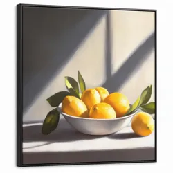 LEINWAND Bilder mit Rahmen - Zitronen - Stilleben - Gelb - 90x90