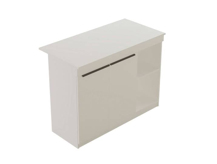 Bar / table haute de cuisine blanche 2 portes 2 niches