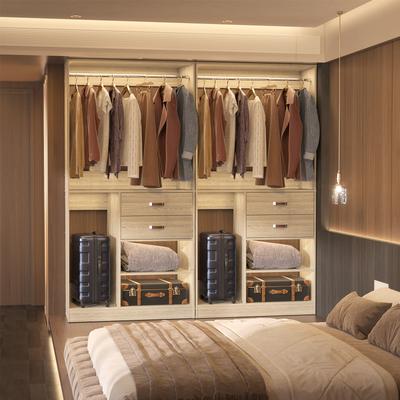 Rackcog Navada Set of 2 Freestanding Closet Organizer with Hanging Rods and Drawers, Closet System for Walk-in Closet