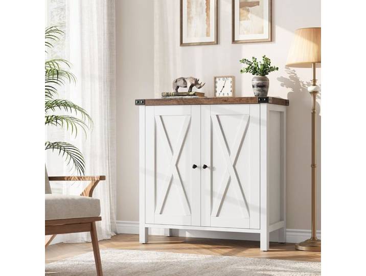Buffet Moderne Buffet bahut avec 2 portes Rangement Armoire de Cuisine 40x76x80 cm Blanc et Marron