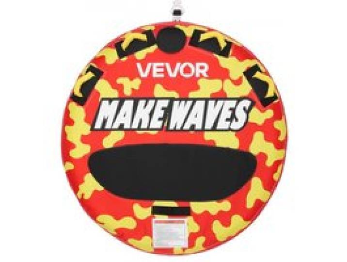 VEVOR Towable Tube für Boote, Wassersport-Schleppreifen für 2 Personen, bis 154 kg Tragfähigkeit, mit Antirutschpolstern, Nylonhülle, Gepolsterten Griffen und Sicherheitsventil, für Seen, Flüsse, Rot