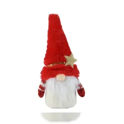 Christmas Decorations Dekofigur Wichtel 21cm Plüsch Weihnachtswichtel Weihnachtsdeko Plüschfigur Weihnachtsfigur Fensterdeko Weihnachten Figur Rot / Weiß