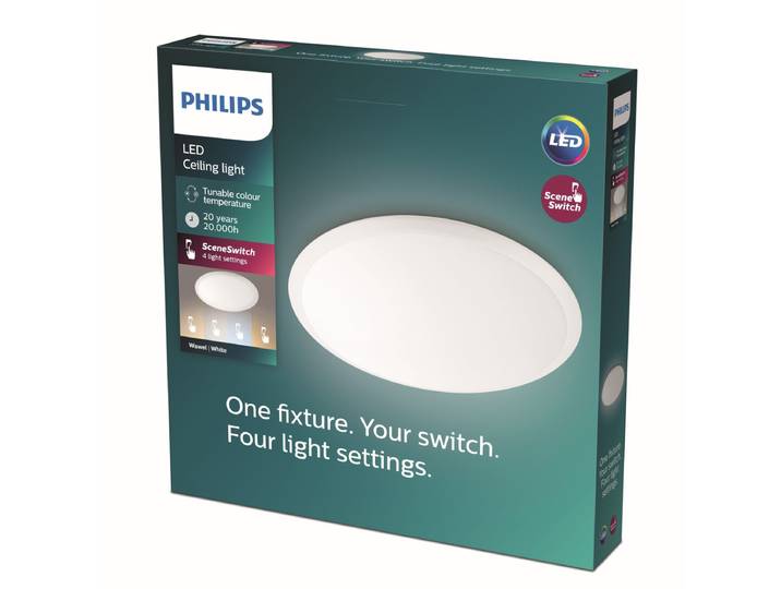Philips Wawel plafonnière - wit - klein - 17 W