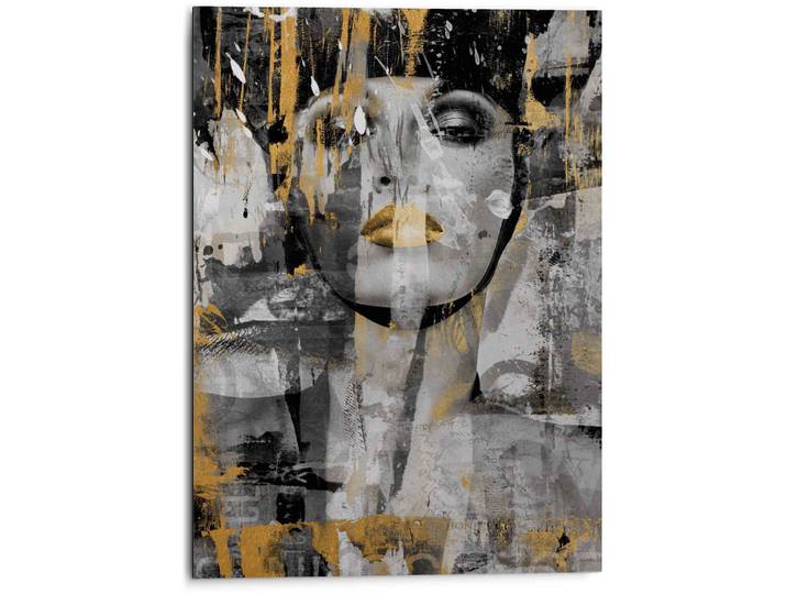 Wandbild REINDERS Aluminium Wandbild Kraftvolle Frau Frau - Freiheit - Modern - Kräftig , gold (farbe bild(er): goldfarben), B:50cm H:70cm, Aluminium, Bilder, Wandbild
