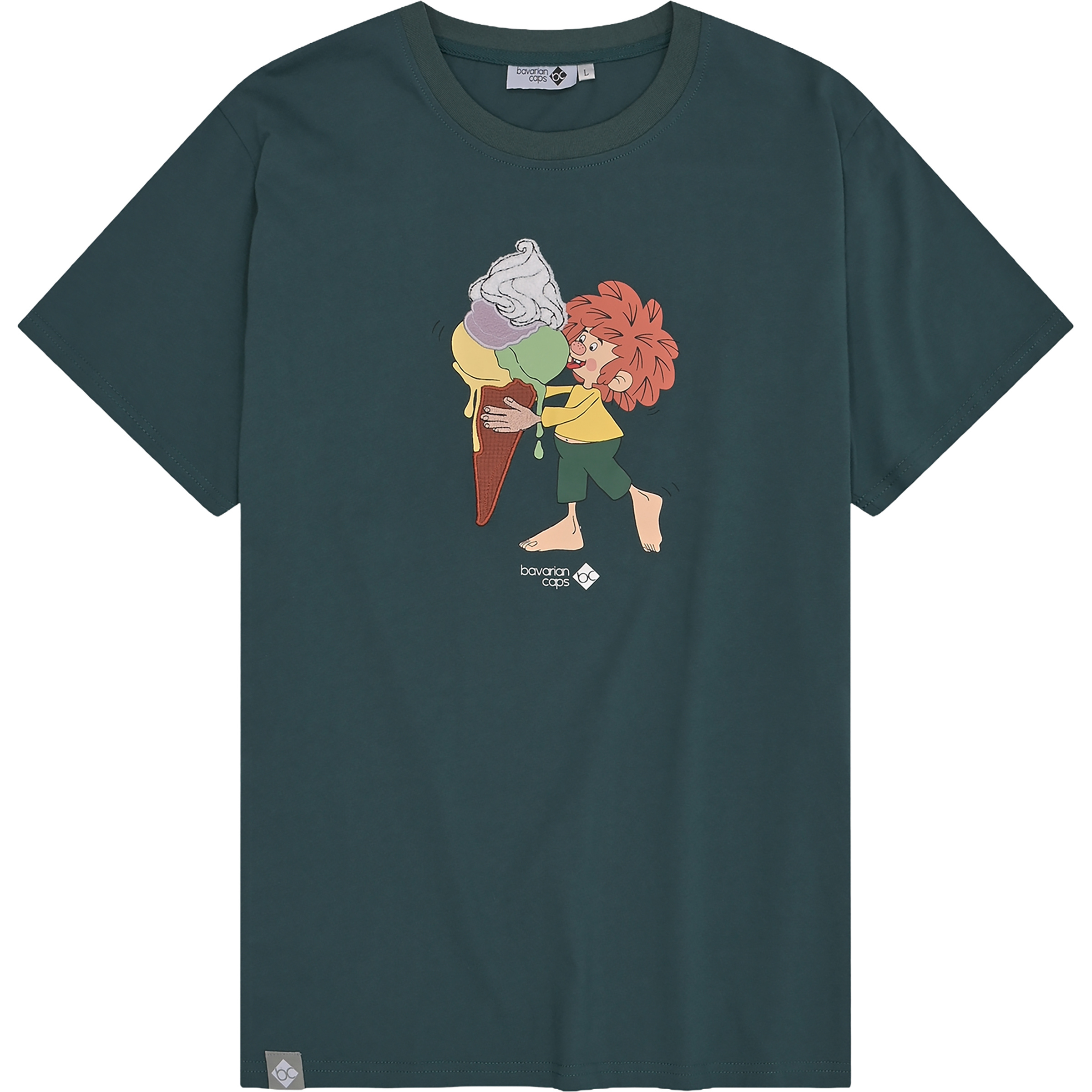 Bavarian Caps Pumuckl Schleckeis Herren T-Shirts gruen Größe M Lifestyle Hautfreundlich
