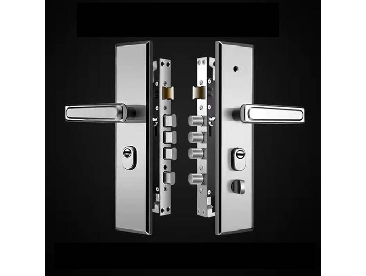 Serrure de porte d'entrée universelle en acier inoxydable brillant, poignée de porte multifonction antivol, ensemble de serrures mécaniques