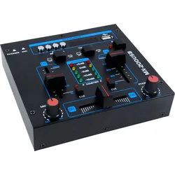 DJ Mischpult Party Musikanlage Mixer USB/MP3 Crossfading Talkover Kanalfading Partykeller, schwarz rot blau, HxBxT 40x150x140mm
