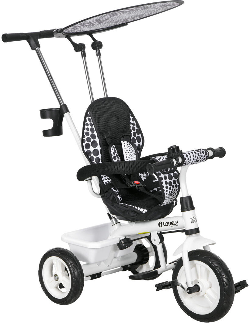 Freeport Park HOMCOM 6 in 1 Kids Tricycle w/ Removable Handle for 1.5+ year White