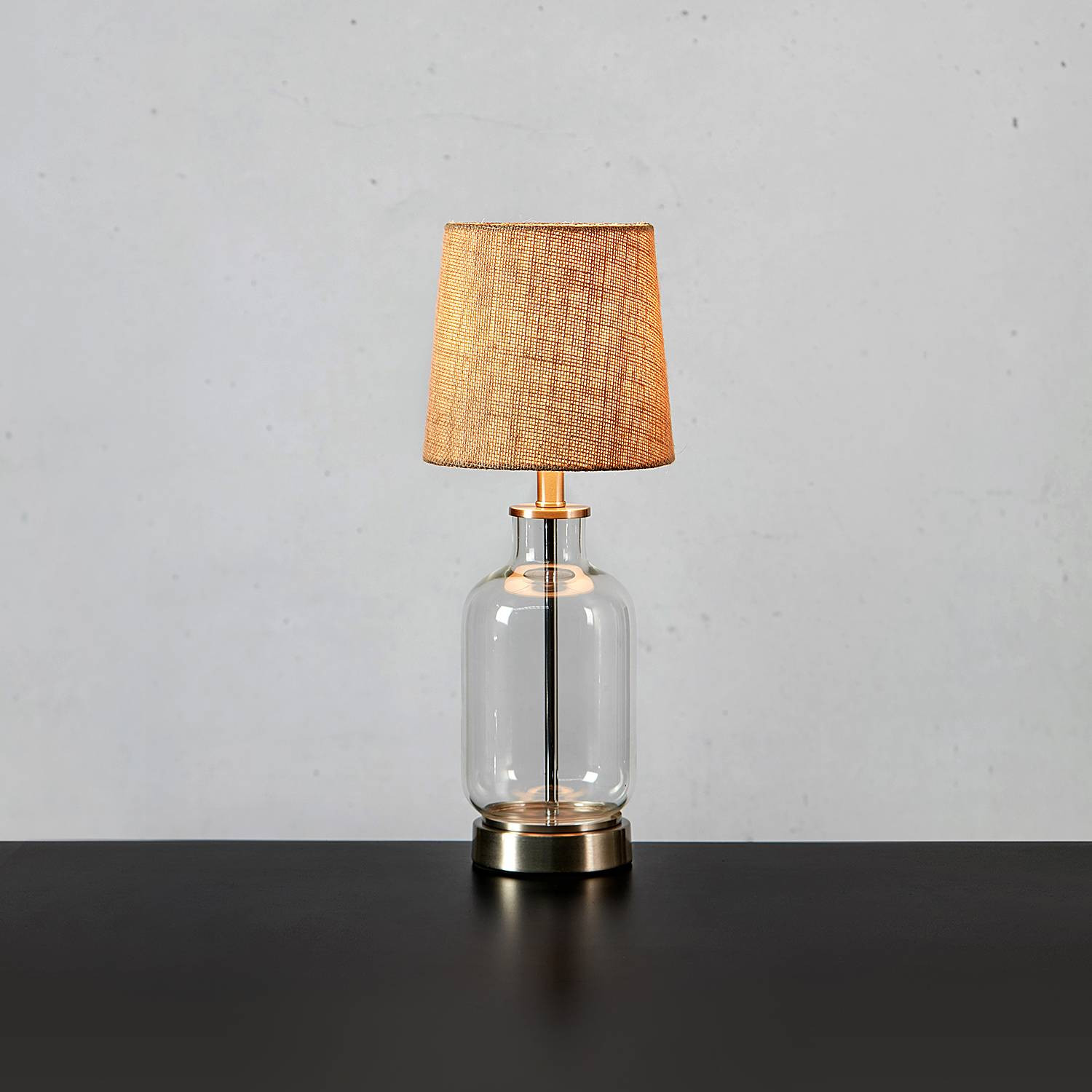 Markslöjd Costero tafellamp transparant/beige, Glas en Textiel, Hoogte: 43 cm, E14