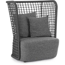 Gartensessel Kollar aus Olefin-Stoff, Aluminiumgestell, modern, anthrazit, UV-beständig, inkl. Kissen