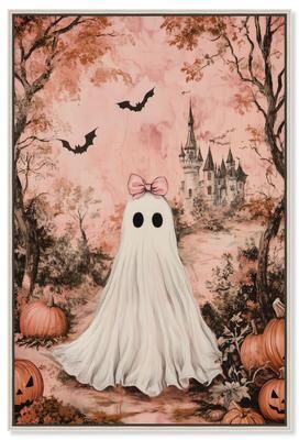 Boo with a Bow Halloween Art Decor Canvas Print by Art Remedy