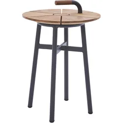 Diamond Garden Beistelltisch NORA Ø 42cm, Aluminium Dunkelgrau / Recycled Teak