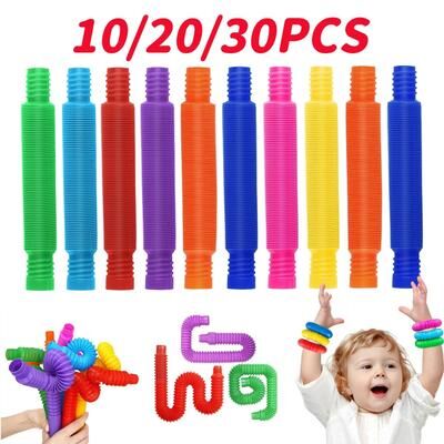 Uplifted Finds Colorful Telescopic Pop Tube Fidget Toy Set 10 Pcs 1.2 Cm