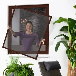Insektenschutz-Fensterbausatz "MASTER SLIM" 100x120 cm in Braun mit Pollenschutz