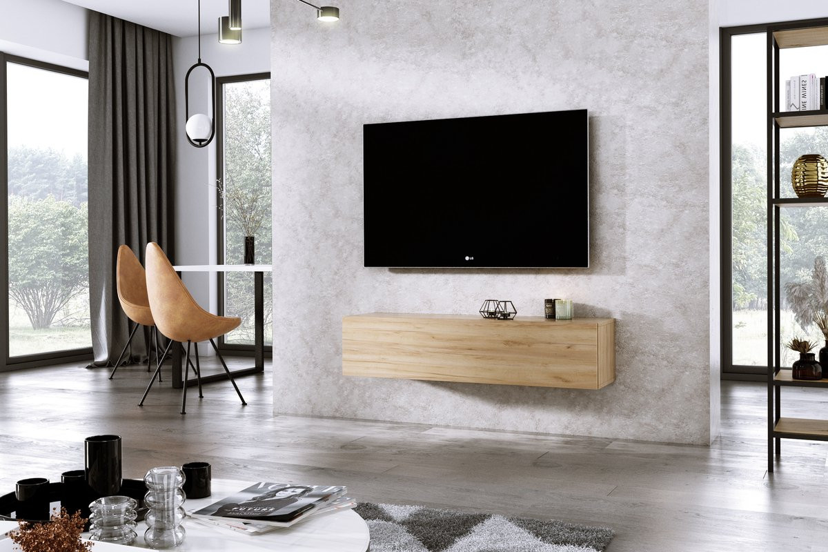 Meubel Square Diamond Hangend TV-meubel - Eiken - Breedte: 120 cm