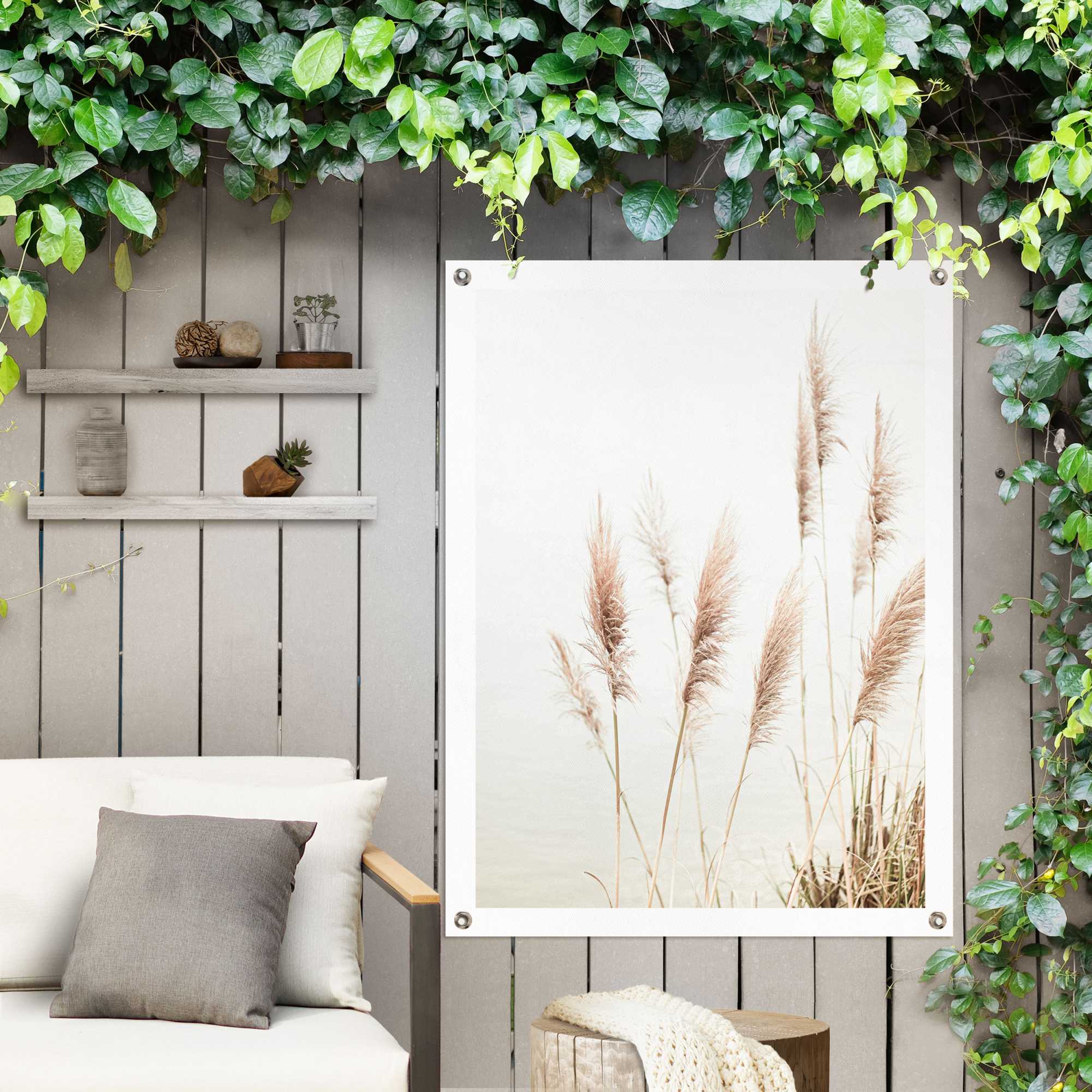 Reinders! Poster REINDERS "Pampasgras", beige (farbe bild(er): beige), B:60cm H:80cm T:0,1cm, Leinwand, Bilder, Poster, Outdoor für Garten oder Balkon