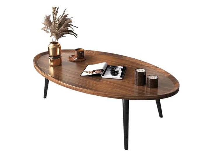 CMYCYDDPLY Ovaler Wohnzimmer-Couchtisch, moderner Mitteltisch, minimalistischer Braun-Tisch