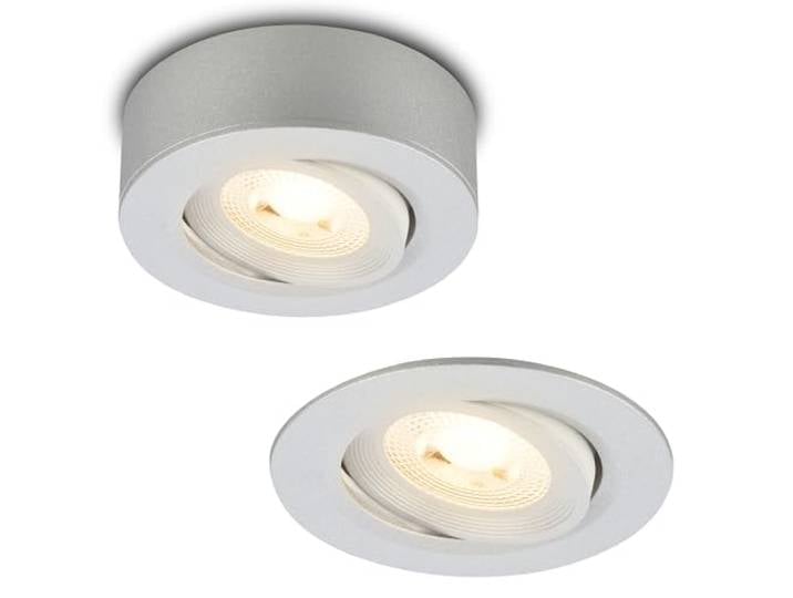 BRILONER - 2 en 1 Spot LED apparent et spot encastrable orientable\, lumière blanche chaude\, plat\, LED Spot 230V\, spot de plafond\, luminaire encastrable\, 68mm dimensions du trou\, 90x30mm\, chrome mat