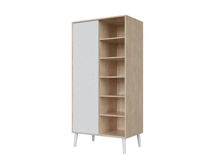 Faktum Babykleiderschrank Peak Natural, Natur, Weiß, Holz, massiv, Schichtholz, 5 Fächer, 96x196x58 cm, in verschiedenen Größen erhältlich, Babymöbel, Babykleiderschrank