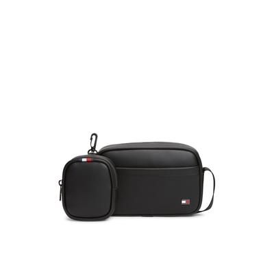 Kameratasche TOMMY HILFIGER "TH FOUNDATION CAMERA BAG", Gr. B/H/T: 20cm x 13cm x 6cm, schwarz, Lederimitat, Taschen, Unisex Minibag mit typischer Logoflagge