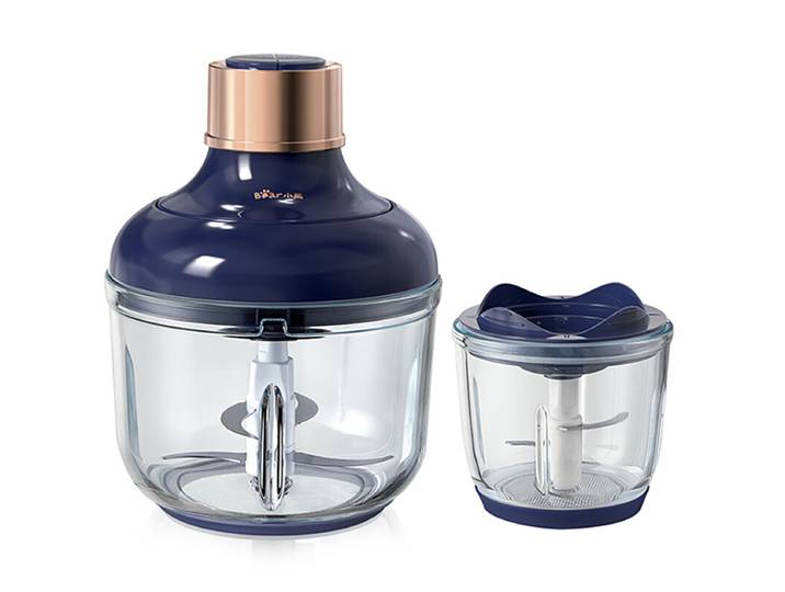 Bear Hachoir électrique QSJ-D03Q1, 2 bols en verre (2 L/8 tasses + 0,6 L/2,5 tasses), 300 W