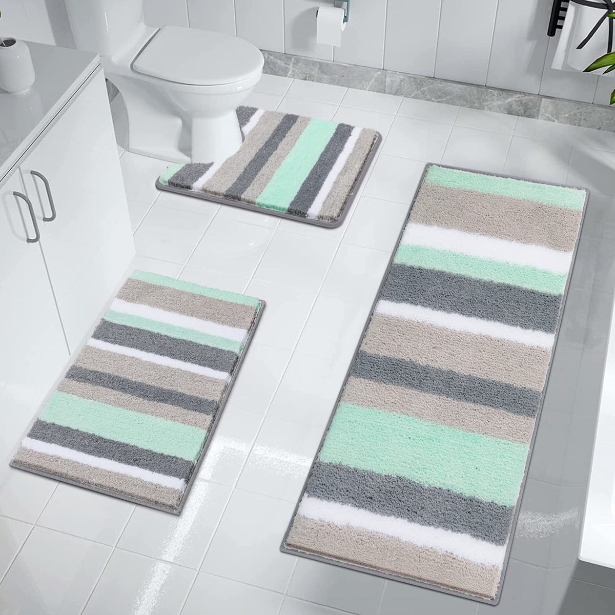 Unyqoos Comfortabele en Luxe 3-delige Badkamermatten Set