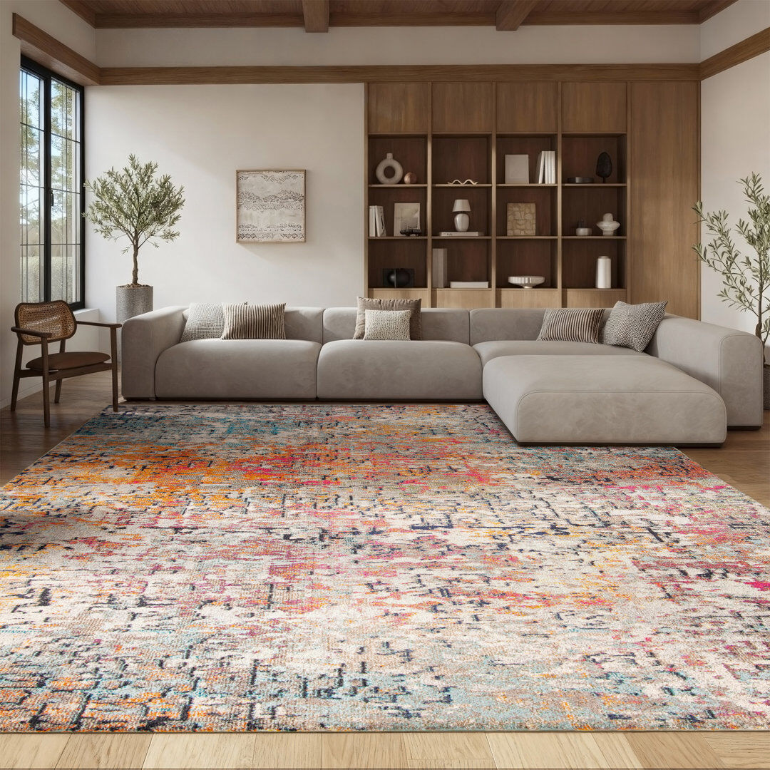 Rio Farmersville Abstract Area Rug Pink Rectangle 244 x 305 cm