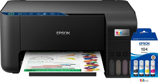 Epson EcoTank ET-2861 Inkjetprinter met 1 set extra inktflesjes, print, scan en copy