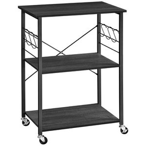 Vasagle Küchenwagen KKS060B42, schwarz, aus Metall & Holz, 60 x 89 x 40cm