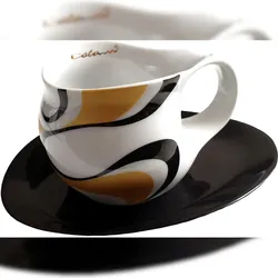 Luigi Colani Porzellan Espresso Tasse mit Untertasse wave gold black