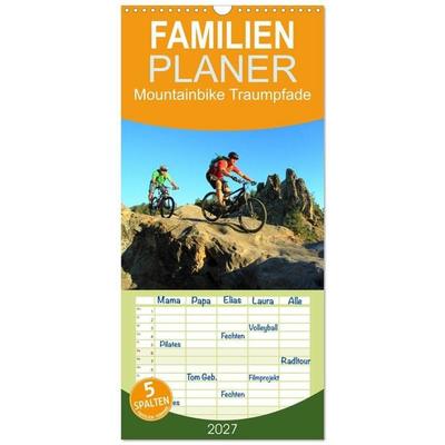 Familienplaner 2027 - Mountainbike Traumpfade mit 5 Spalten (Wandkalender, 21 x 45 cm) CALVENDO