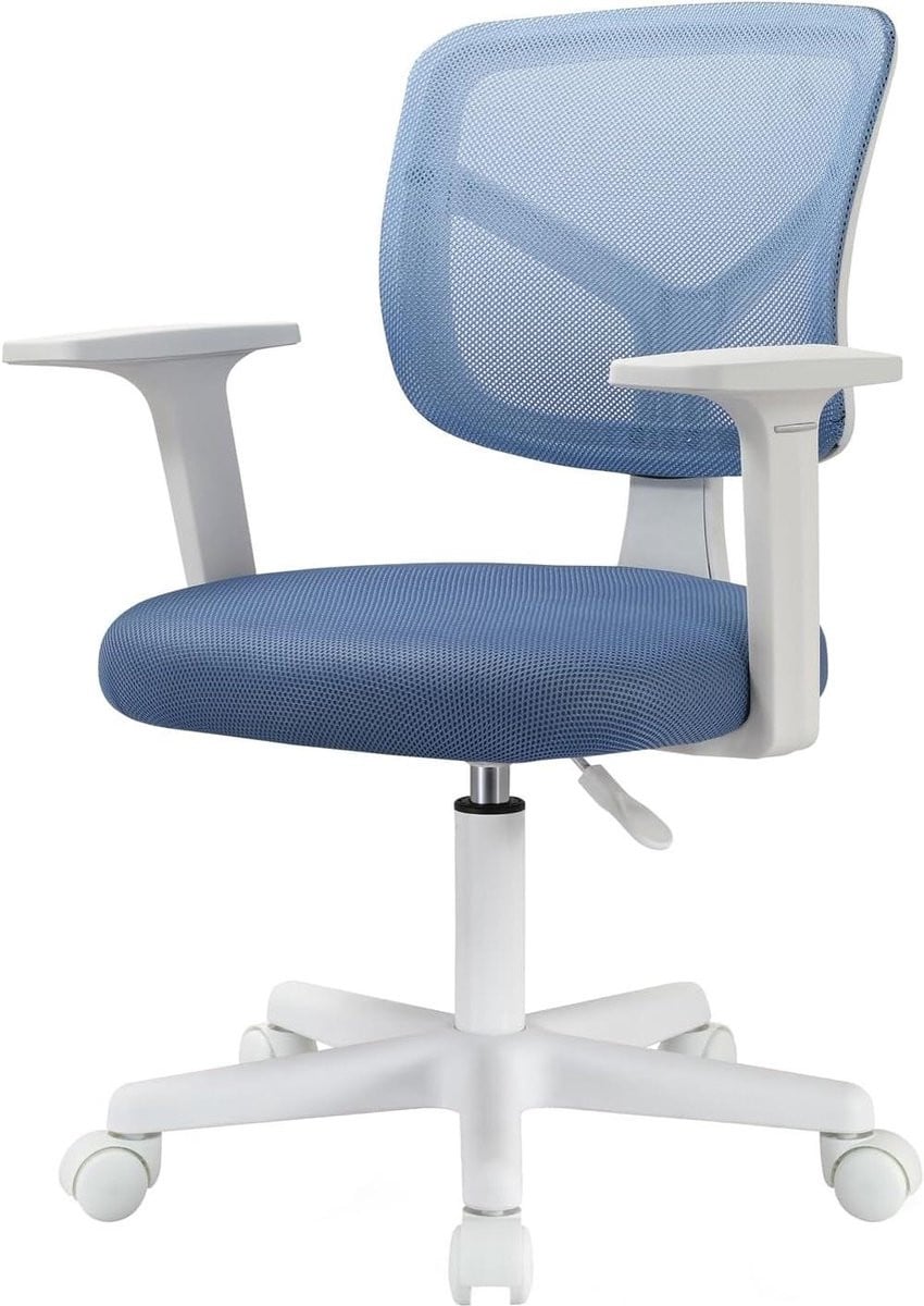 Blauwe kinderbureaustoel - Comfortabele draaistoel met wielen en traploos verstelbare hoogte (81-93 cm)