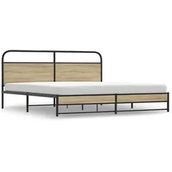 vidaXL Metallbett ohne Matratze Räuchereiche 200x200 cm