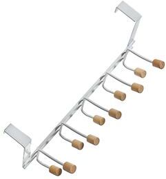 IH Casa Decor Iron Powder Coated Over The Door 10 Hooks Wooden Knob