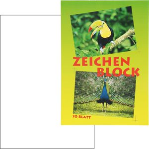 Böttcher-AG Zeichenblock Vogel Pfau A4, 80 g/m², weiß, geleimt, 20 Blatt