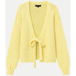 Strickjacke mit Bindeband Gelb S