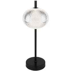 LED Tischleuchte Kristall Tischlampe dimmbar Beistellleuchte Farbwechsel, CCT Memoryfunktion, schwarz klar, 6W 374Lm warm-kaltweiß, DxH 15x40 cm