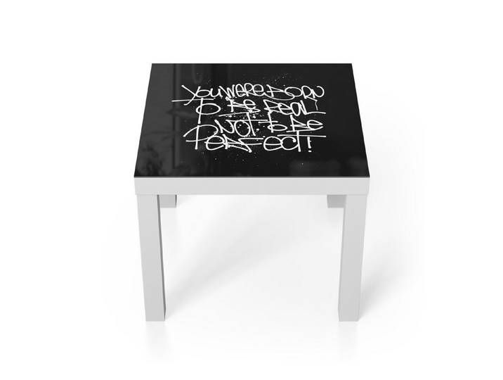 DEQORI Couchtisch 'Sei Echt, Nicht Perfekt', Glas Beistelltisch Glastisch modern