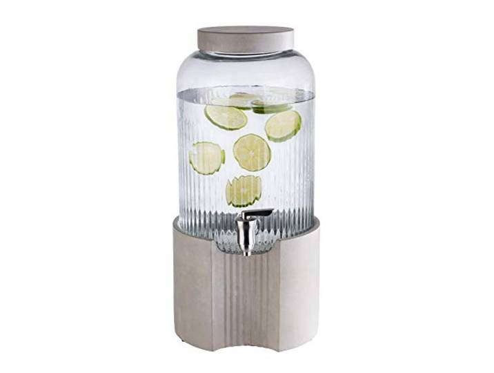 APS 10400 Getränkespender Element 7 Liter, Glas und rostfreiem Edelstahl mit dicken, stabilen Wänden und einer weiten Öffnung für Zutaten, Beton - Grau