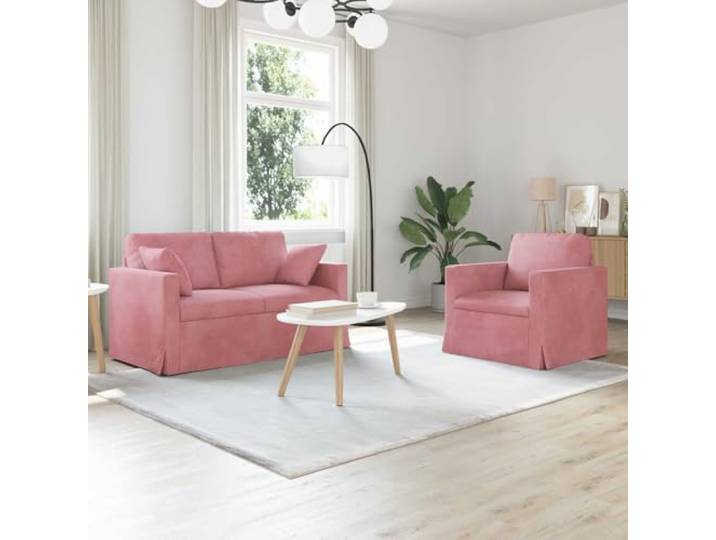 ZQQLVOO Modulares Sofa Set 2 STK Rosa Samt Metallrahmen, Schaumstoffkissen, Schwarz Gestell, Wohnzimmer, Schlafzimmer