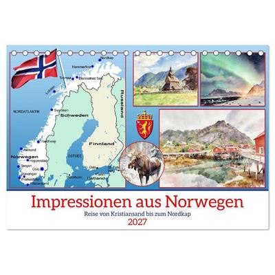 Impressionen aus Norwegen (Tischkalender 2027 DIN A5 quer), CALVENDO Monatskalender
