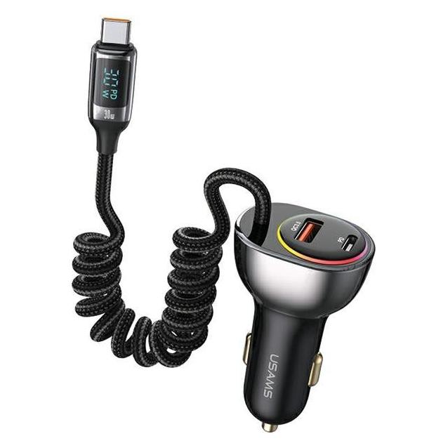 Usams Ład. sam. C37 1xUSB+1xUSB-C 60W + kabel USB-C 30W PD+QC Fast Charge czarny/black CC192CC01 (US (CC192CC01)
