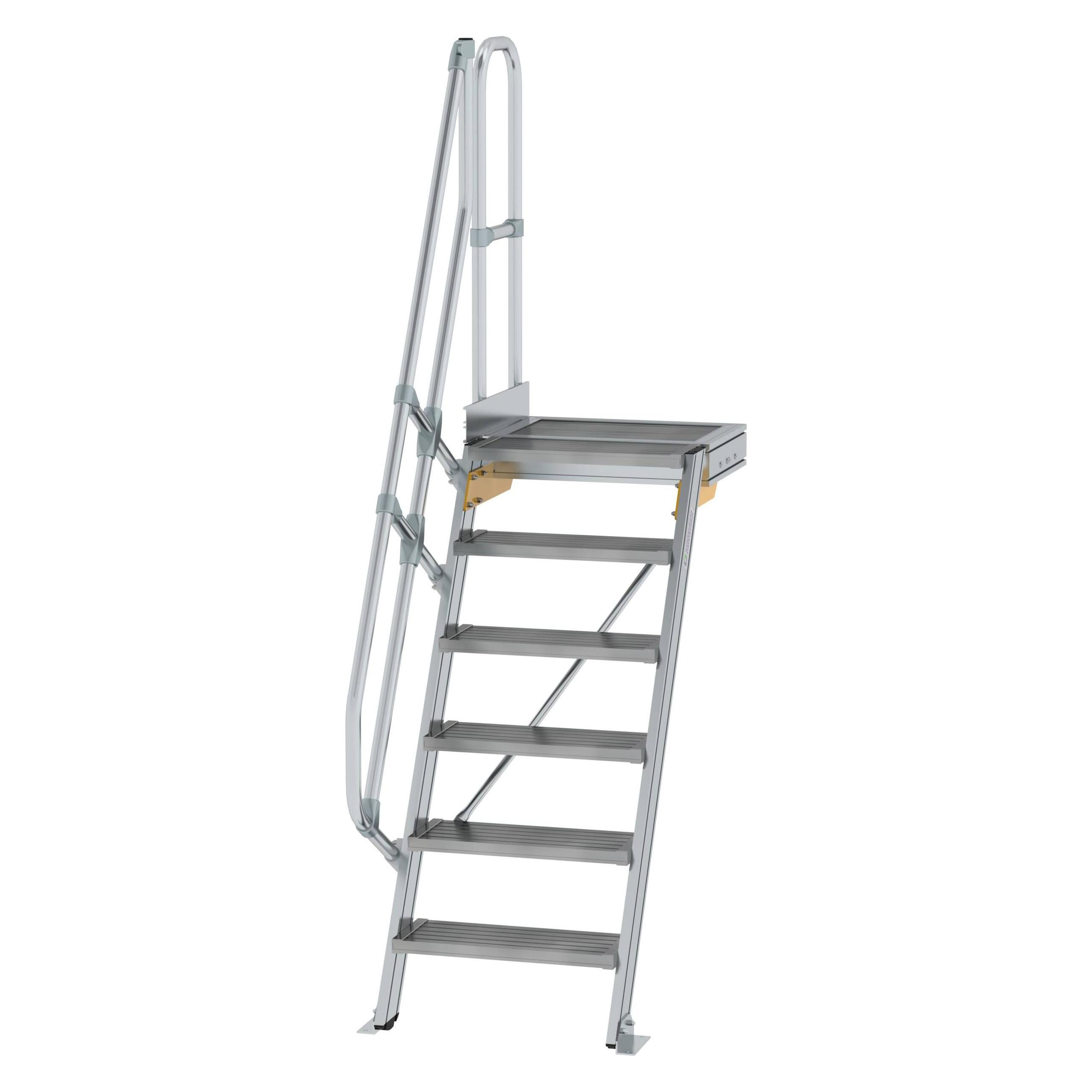 Munk Treppe mit Plattform 60° Stufenbreite 600 mm 6 Stufen Aluminium geriffelt (60 cm) (600366)