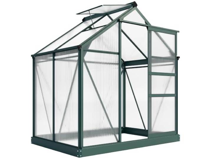 Outsunny Gewächshaus Aluminium mit Dachfenster 190x132x201cm Grün 2,51m², Fundament, Schiebetür, 4 mm Platten, UV-Beständig, Treibhaus, Aufzucht, Tomatenhaus, Pflanzenhaus, Garten Outdoor