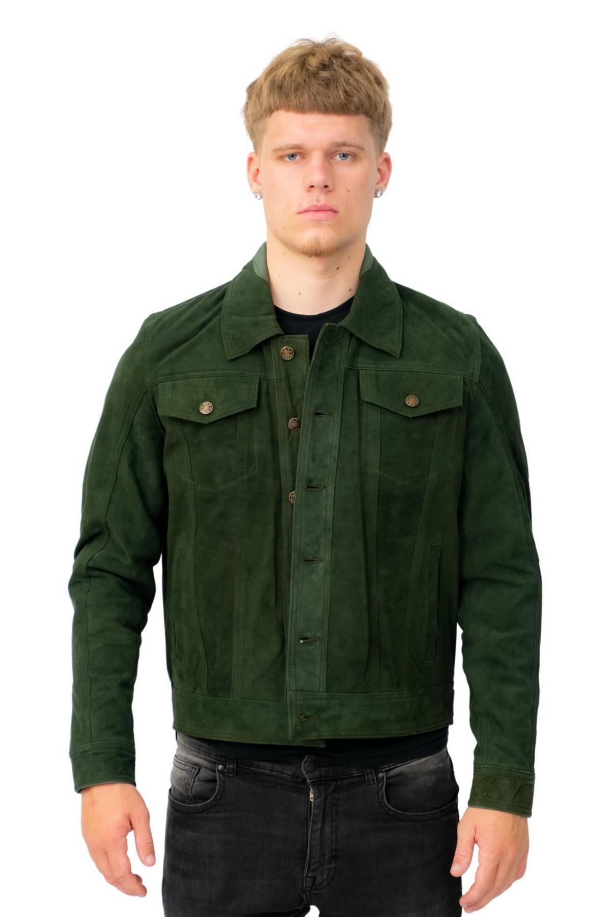 Herren-Truckerjacke aus Ziegenveloursleder-Taraz