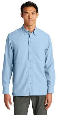 Port Authority W960 Long Sleeve UV Daybreak Shirt in Light Blue size XL   Polyester