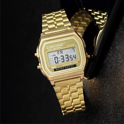 Inspire Daily Merch Gold Silver Stainless Steel Digital Watch For Women Business Electronic Wrist Watches gold