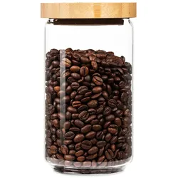 Klarstein Stapelglas mit Bambusdeckel 750 ml stapelbar luftdicht Bambus
