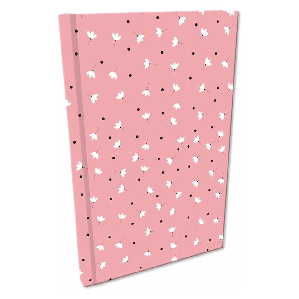 Bee-bee Soft-Touch-Notizbuch im A5-Raster. Weisse Blüten in Rosa (A5, Kariert) (48020567)